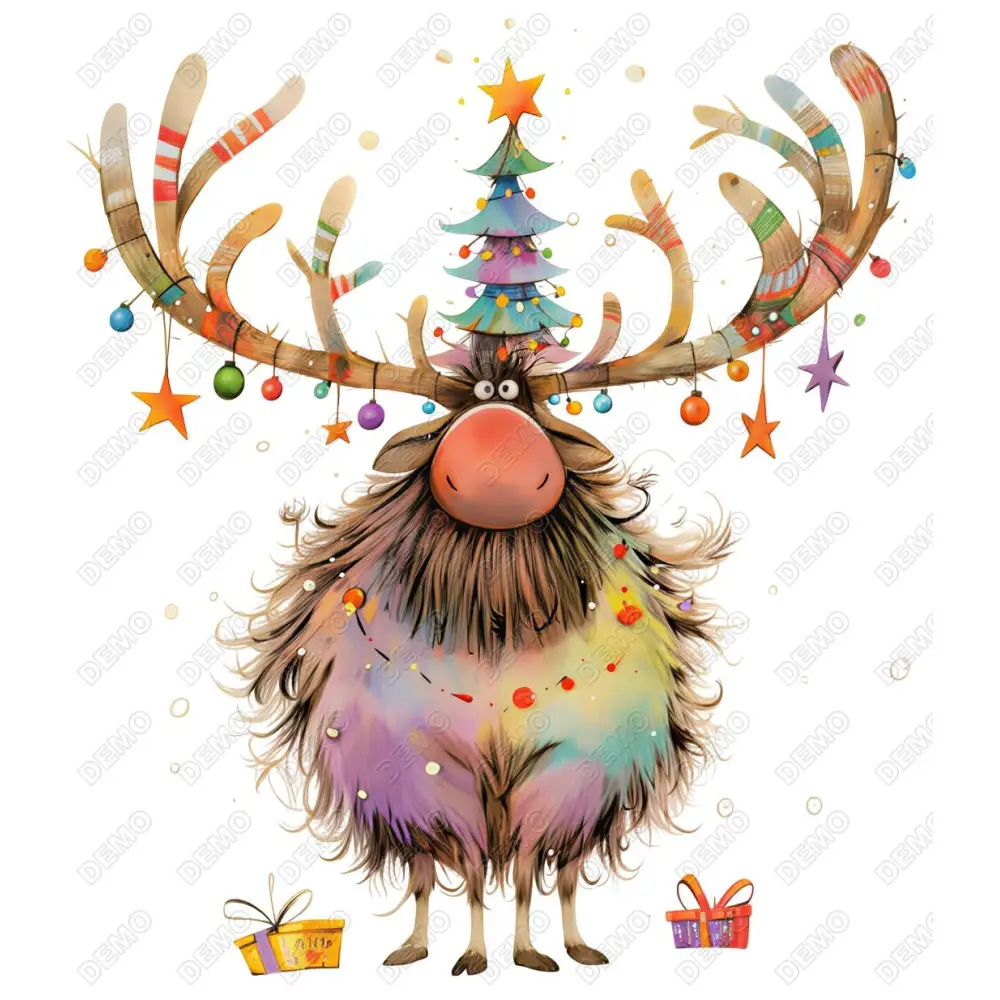 Christmas Reindeer DTF Iron on Transfer