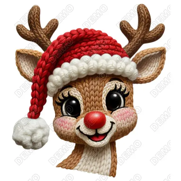 Christmas Reindeer  Faux Yarn  DTF  Iron on Transfer