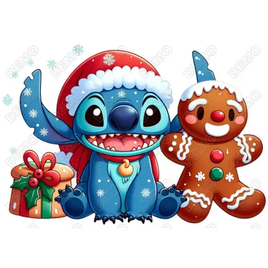 Christmas  Stitch with Gingerbread DTF Shirt Iron on Transfer