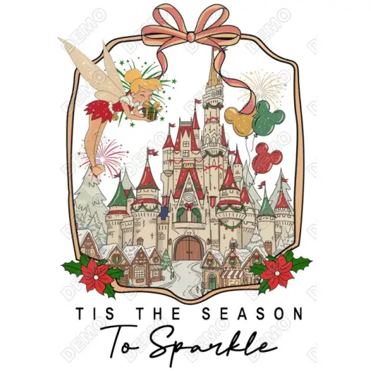 Christmas Tinkerbell  DTF Shirt Iron on Transfer