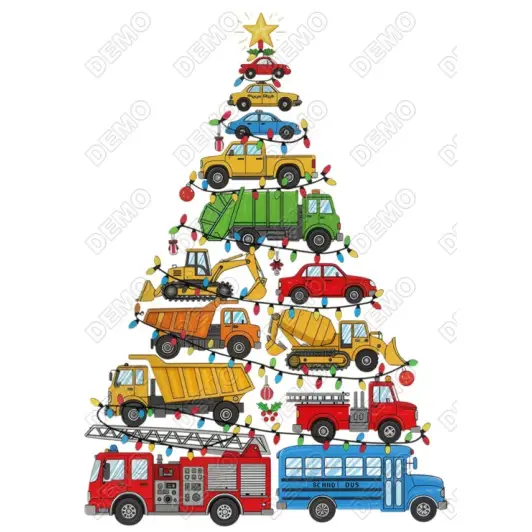 Christmas  Tree Bus Trucks DTF  Shirt Iron on Transfer