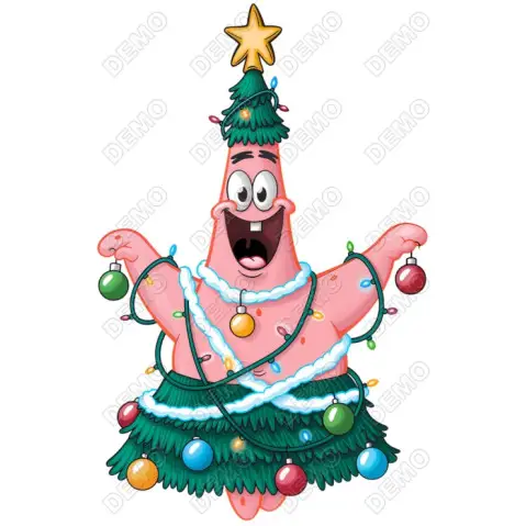 Christmas Tree Patrick Star DTF Iron on Transfer