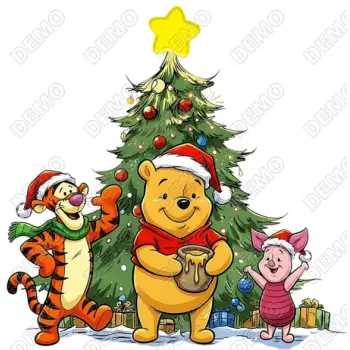  Christmas  tree  Pooh DTF  Shirt Iron on Transfer 