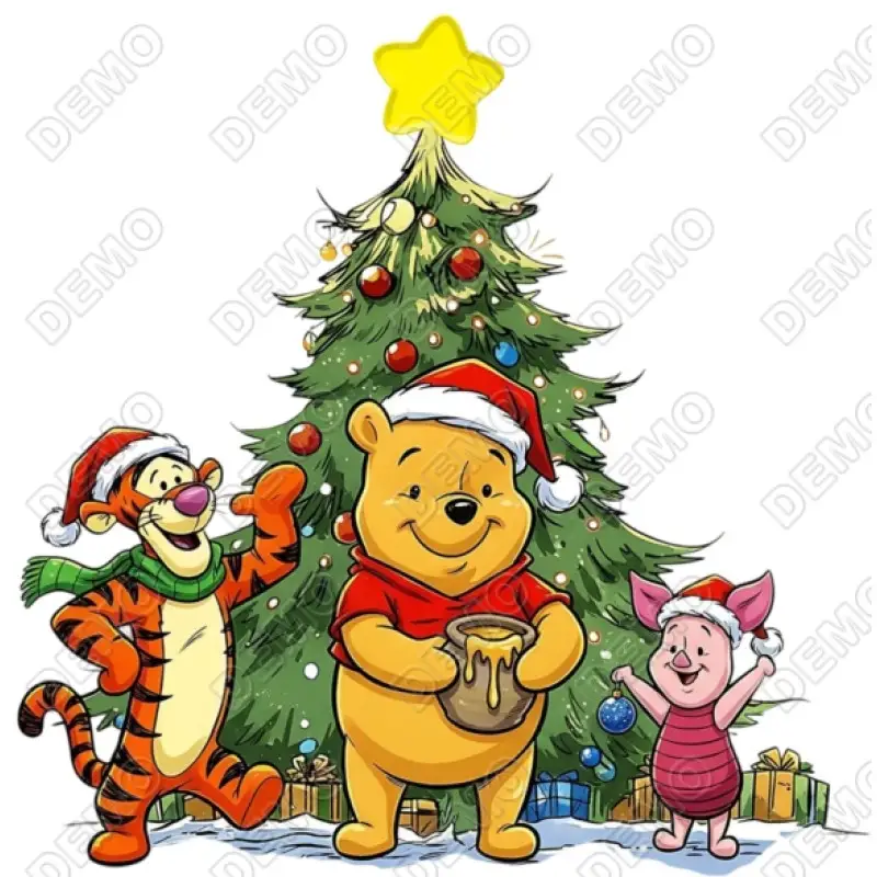 Christmas  tree  Pooh DTF  Shirt Iron on Transfer Christmas  tree  Pooh DTF  Shirt Iron on Transfer