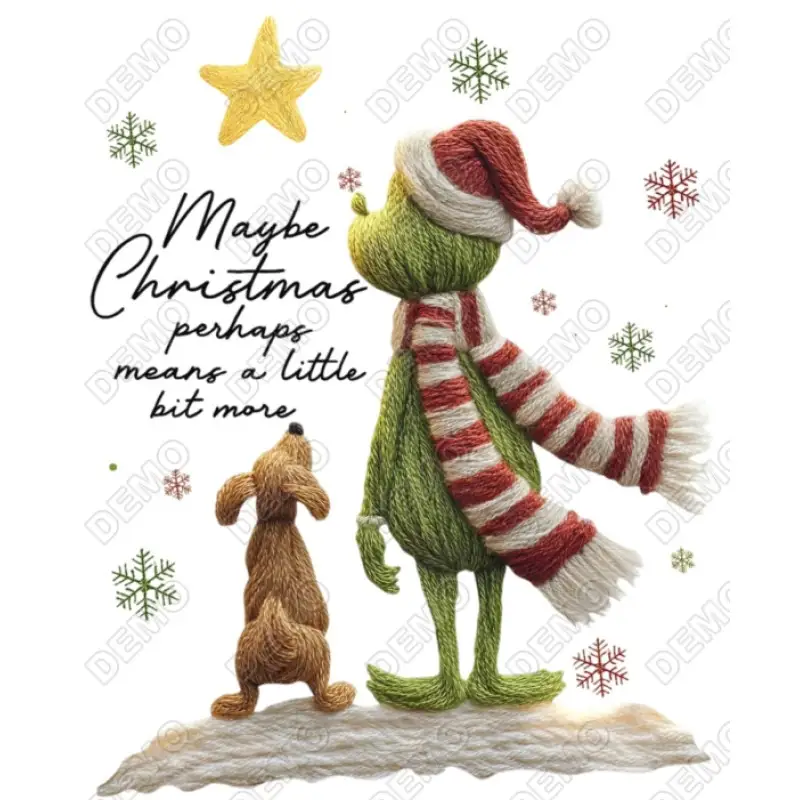 Grinch  Christmas  Faux Yarn  DTF  Iron on Transfer N8