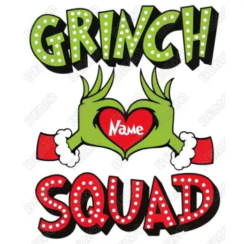 Grinch Squad Custom Name DTF  Shirt Iron on Transfer 