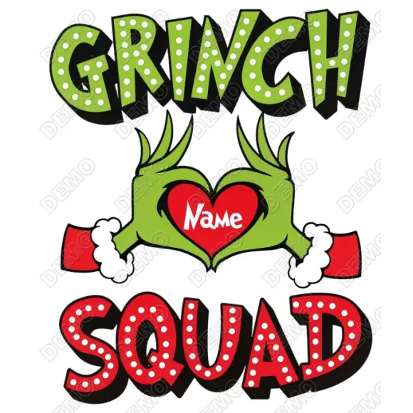 Grinch Squad Custom Name DTF  Shirt Iron on Transfer