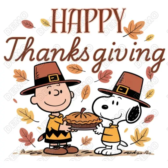 Happy Thanksgiving  Peanuts, Snoopy, Charlie Brown DTF  Iron on Transfer