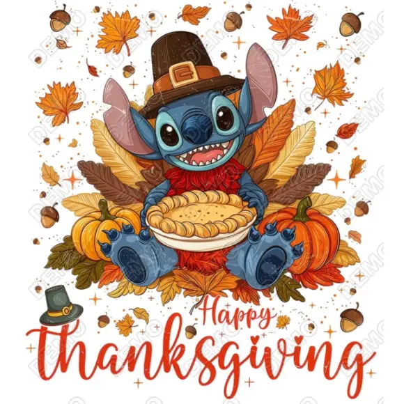 Happy Thanksgiving Stitch DTF  Shirt Iron on Transfer