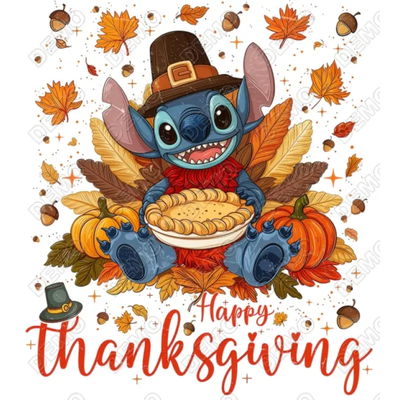 Happy Thanksgiving Stitch DTF  Shirt Iron on Transfer