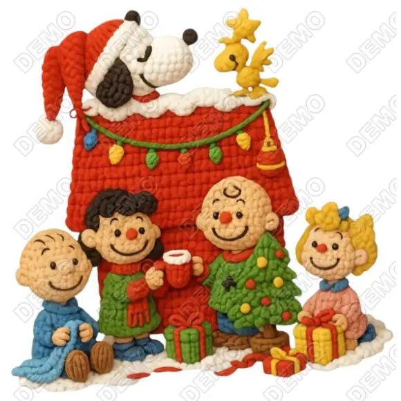 Peanuts Charlie Brown Christmas Faux Yarn DTF Iron on Transfer