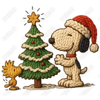 Peanuts Christmas Faux Yarn  DTF Iron on Transfer 