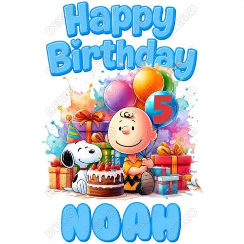 Peanuts Snoopy  Birthday  Personalized   DTF Shirt Iron on Transfer