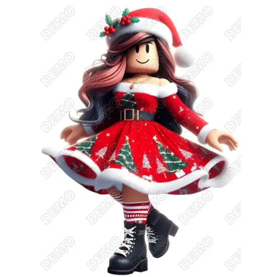 Roblox Girl Christmas  DTF  Iron on Transfer