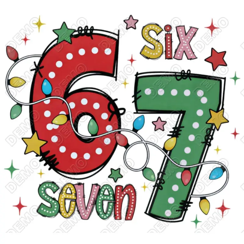 SIX SEVEN 67 Christmas DTF Iron on Transfer