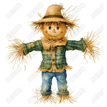 Scarecrows Green Thanksgiving  DTF Shirt Iron on Transfer 