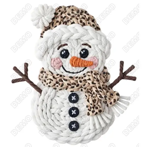 Snowman  Faux Yarn  DTF  Iron on Transfer