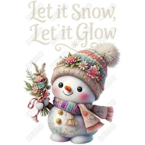 Snowman Let it Snow Christmas DTF Iron on Transfer