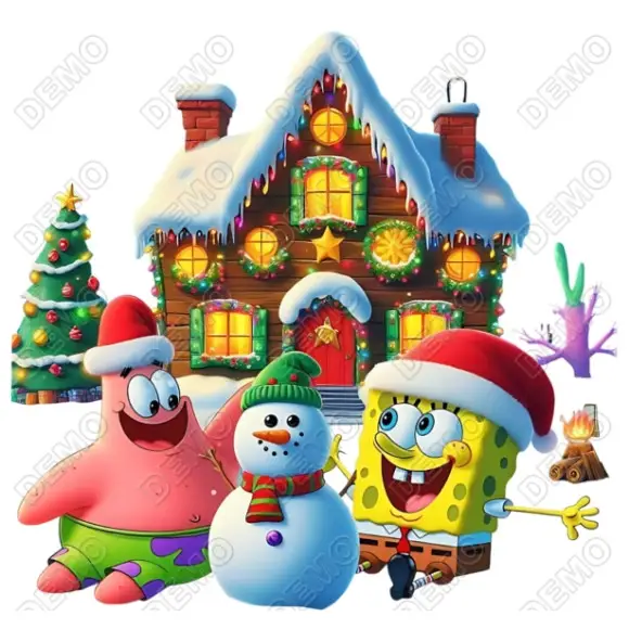 SpongeBob  Christmas   DTF  Shirt Iron on Transfer N18