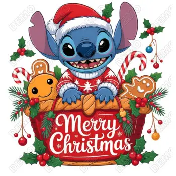 Stitch Christmas DTF  Iron on Transfer 