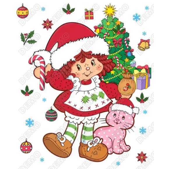 Strawberry Shortcake  Cat  Christmas DTF Iron on Transfer