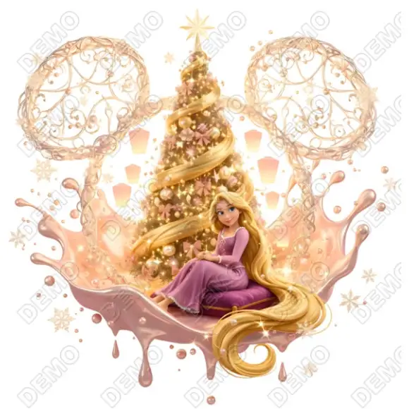 Tangled Rapunzel  Christmas  DTF   Iron on Transfer