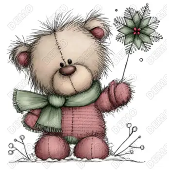 Whimsical  Christmas Teddy Bears DTF Iron on Transfer 