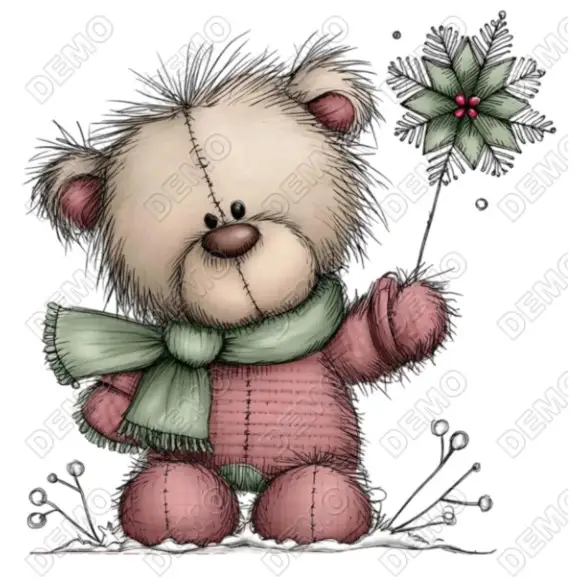 Whimsical  Christmas Teddy Bears DTF Iron on Transfer