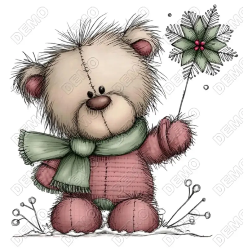 Whimsical  Christmas Teddy Bears DTF Iron on Transfer