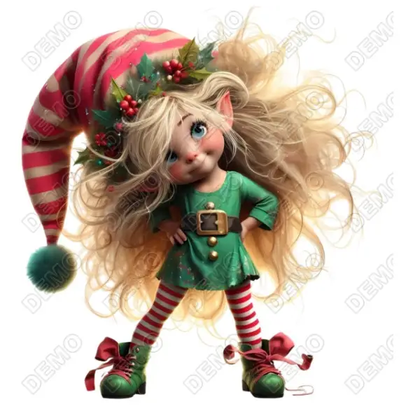 Whimsical  Cute Girl Elf DTF Iron on Transfer