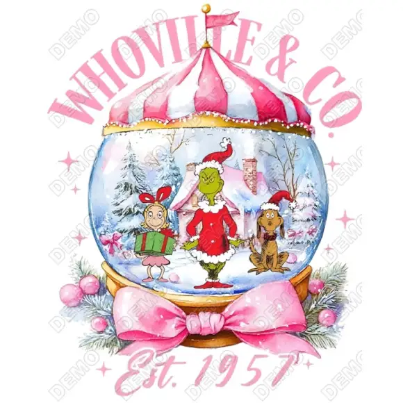 Whoville & co Snowglobe  DTF  Shirt Iron on Transfer