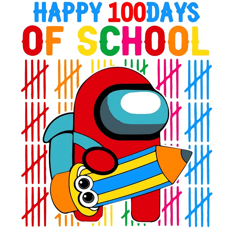 100 Days of School Among US T Shirt Iron on Transfer Decal