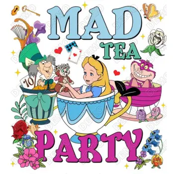Alice in Wonderland  Mad Tea Party  DTF  Shirt Iron on  Transfer 