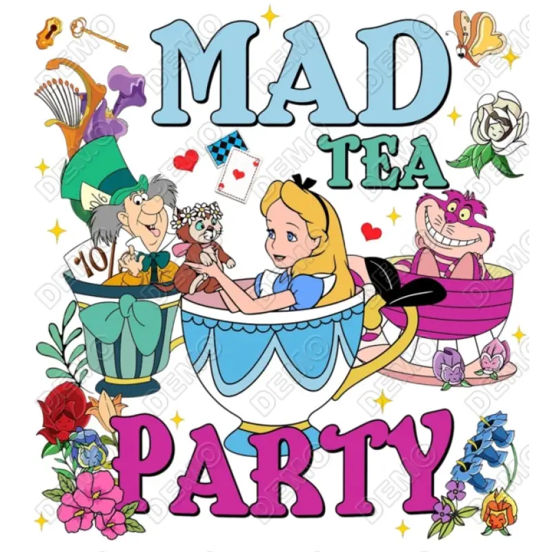 Alice in Wonderland  Mad Tea Party  DTF  Shirt Iron on  Transfer