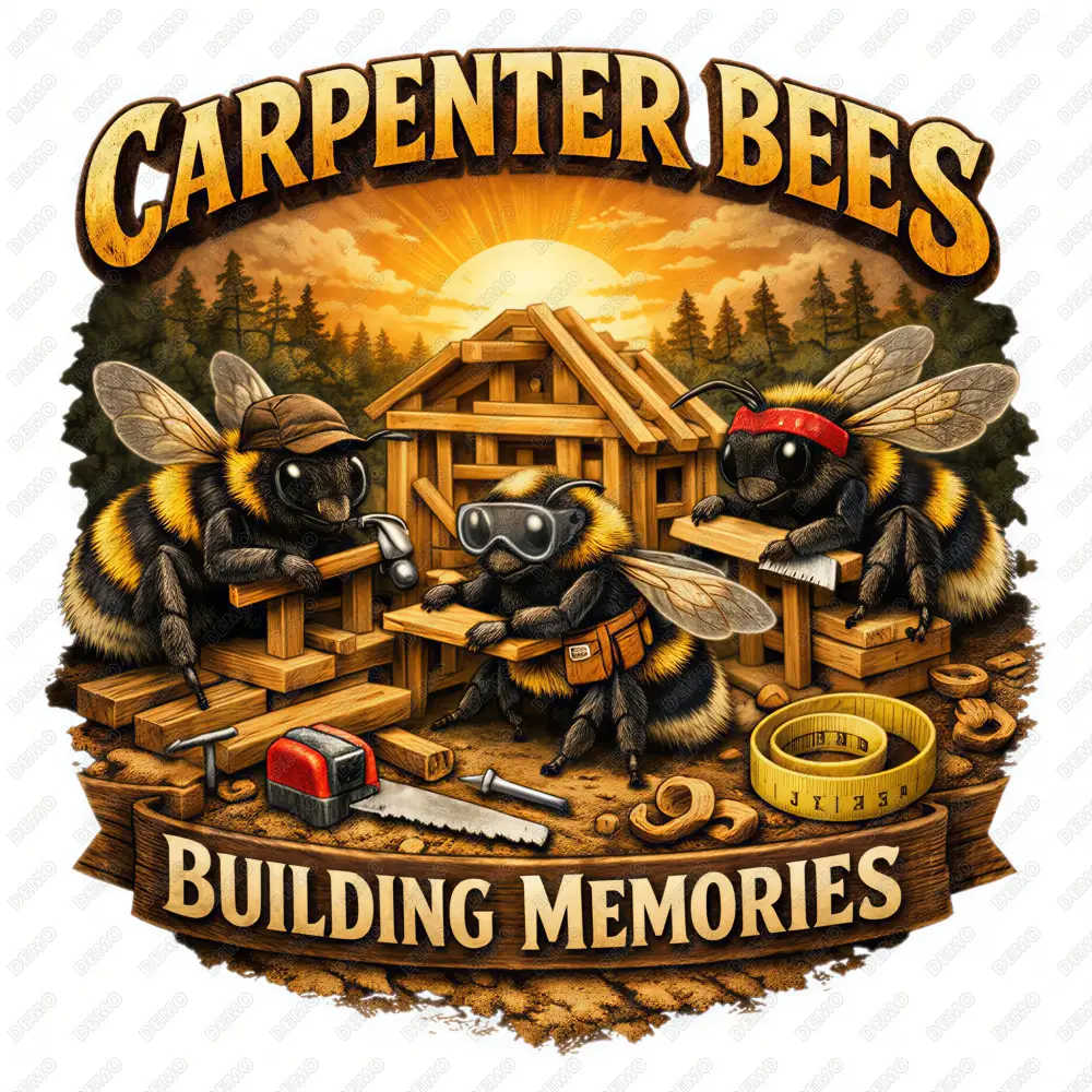 Carpenter Bees Building Memories DTF Shirt Iron on Transfer