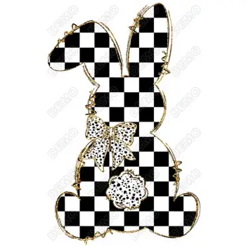 Checkered Easter Bunny DTF Iron On Transfer