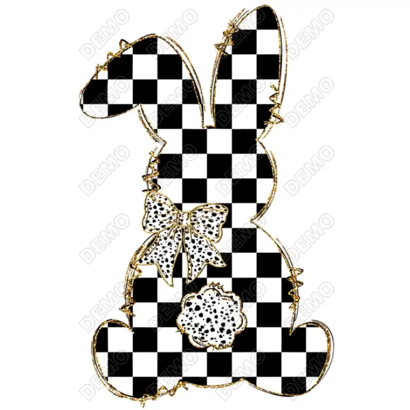 Checkered Easter Bunny DTF Iron On Transfer