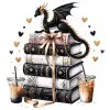Dragon on Books DTF Iron on Transfer