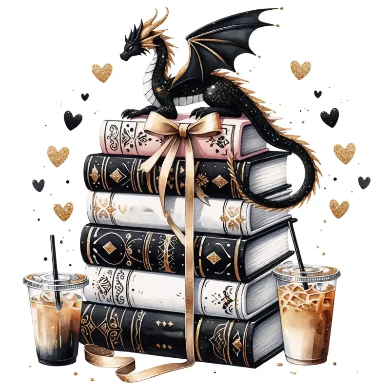Dragon on Books DTF Iron on Transfer