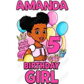 Gracies Corner Birthday Girl DTF Shirt Iron on Transfer N1