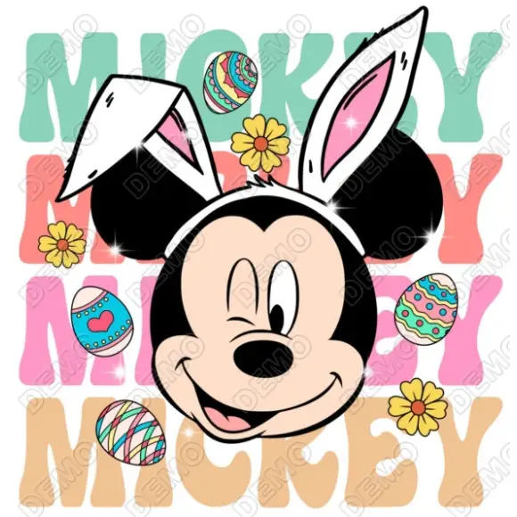 Happy Easter  Mickey Mouse   DTF Iron On Transfer