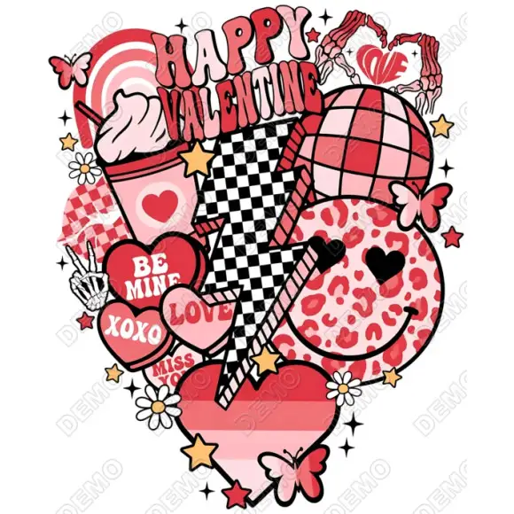 Happy Valentine  DTF  Shirt Iron on  Transfer N83