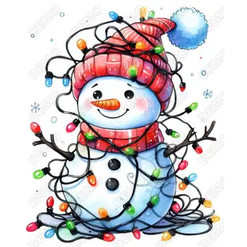 Light Up Snowman   DTF  Iron on Transfer