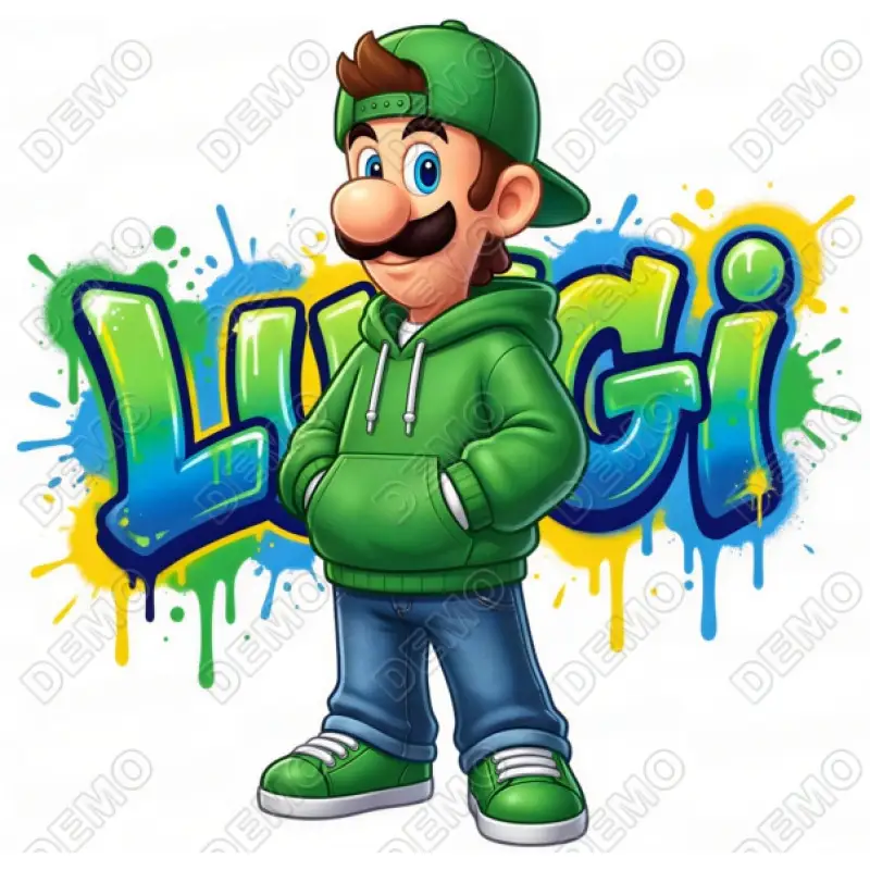 Luigi Super Mario  DTF  Shirt Iron on Transfer