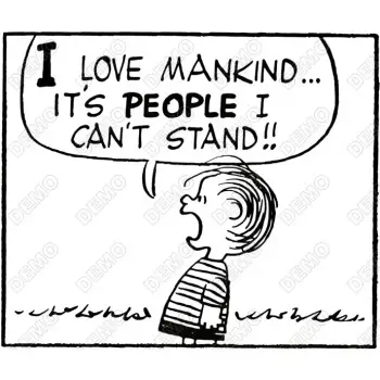 Peanuts  Linus loves mankind  DTF Iron on Transfer 