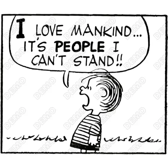 Peanuts  Linus loves mankind  DTF Iron on Transfer