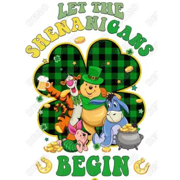 Pooh Saint Patrick's  Day  DTF Shirt Iron on Transfer 