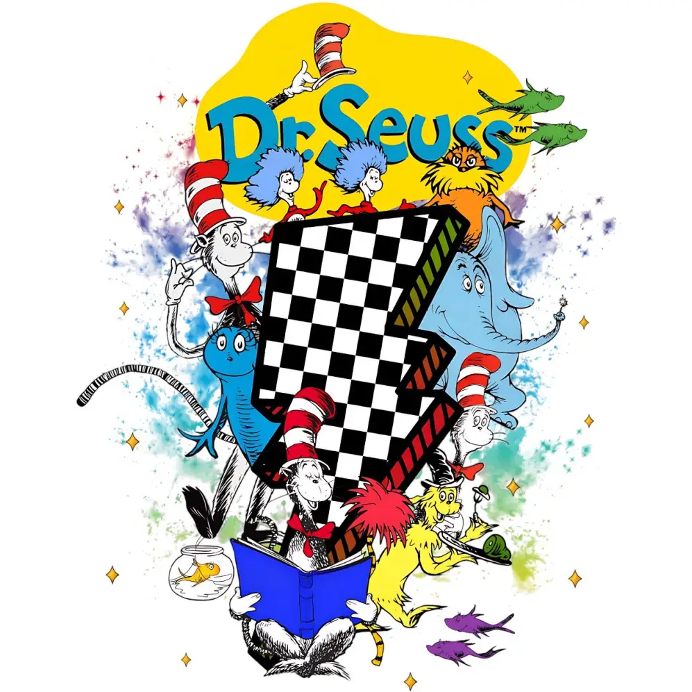 Seuss Reading  DTF  Shirt Iron on  Transfer