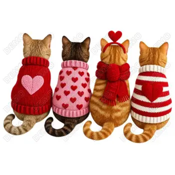 Valentines Cats  DTF  Iron on Transfer 