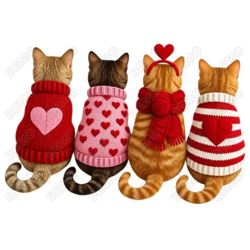 Valentines Cats  DTF  Iron on Transfer